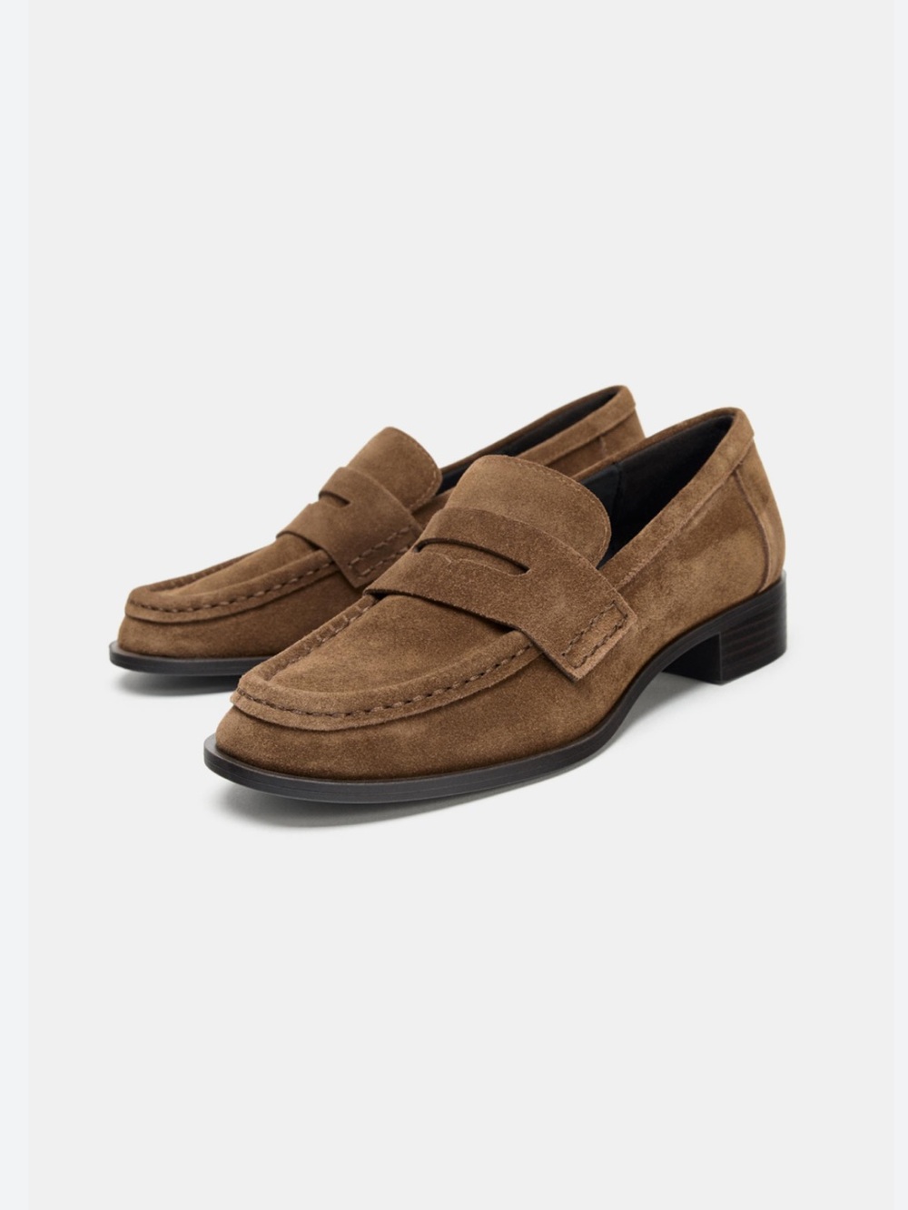 Zara Men's Tan Suede Penny Loafers